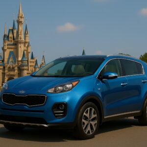 Kia Sportage Azul Claro – Conforto e Estilo para Suas Aventuras em Orlando